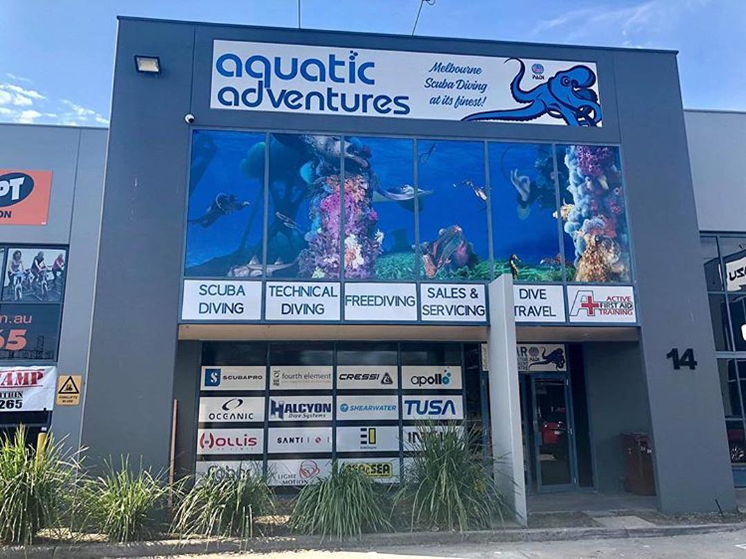 The shop from Aquatic Adventures dive shop based in Melbourne