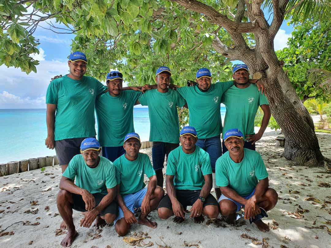 Group photo of the Conflict Islands Conservation Initiative Turtle Rangers from 2020. All are locals who care for the nesting turtles & their environment.
